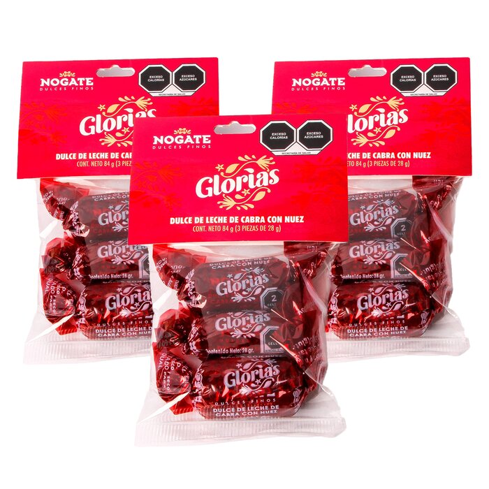 Glorias de Dulce de Leche con Nuez Paquete de 3 pz