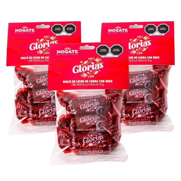 Glorias de Dulce de Leche con Nuez Paquete de 3 pz