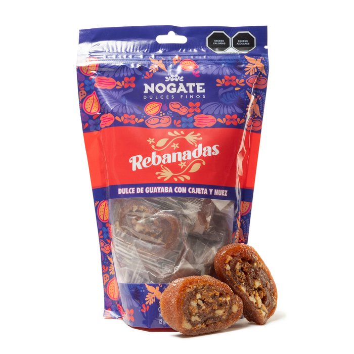 Rebanadas de Guayaba con Cajeta y Nuez - Caja con 8 bolsas pouch