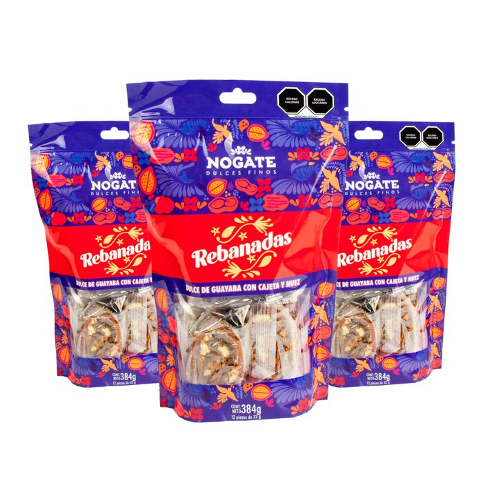 Rebanadas de Guayaba con Cajeta y Nuez - Caja con 8 bolsas pouch